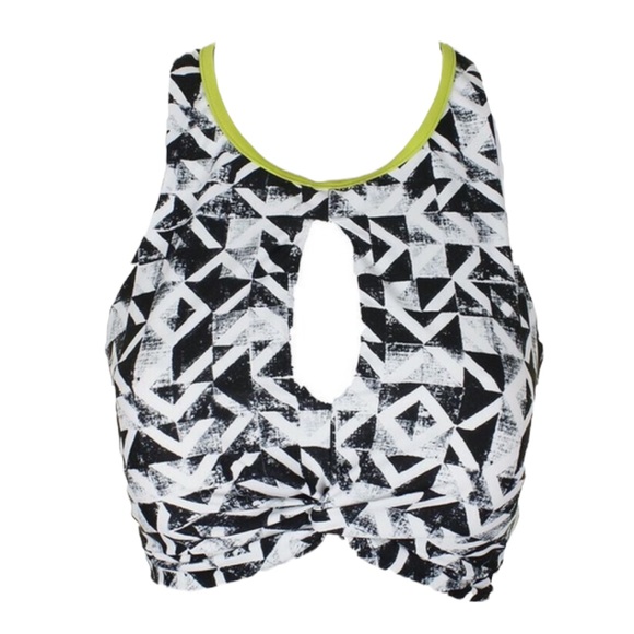 Go by Gossip High-Neck Keyhole Front Geometric Print Racerback Bikini Top - Picture 6 of 9